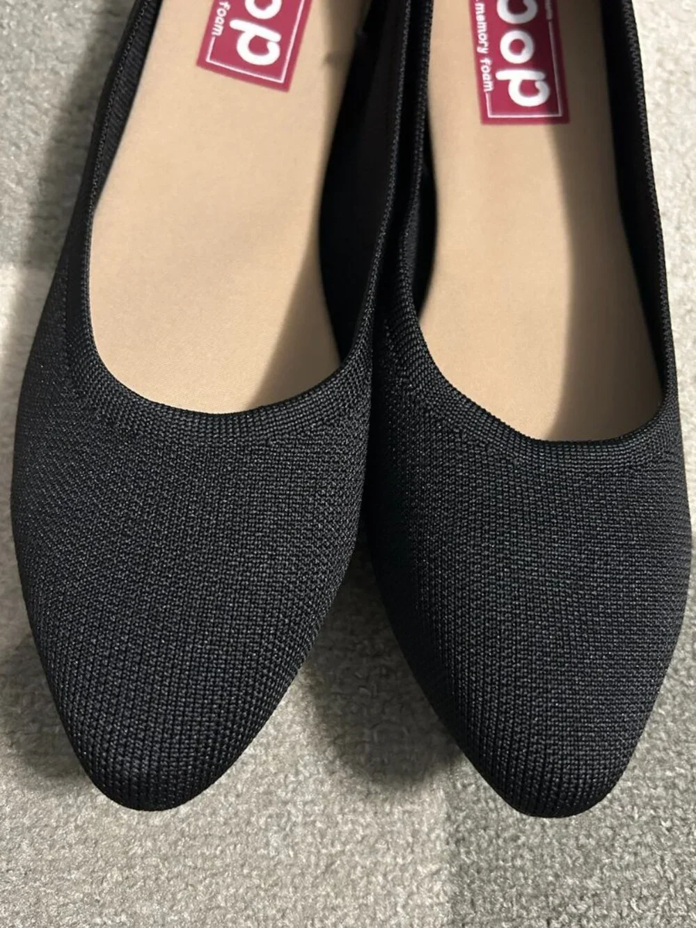 POP Kovari Black Knit Pointed Toe Ballet Flats Women's Size 11